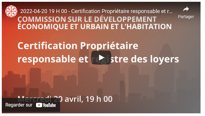 Certification Propriétaire responsable et registre des baux : L'APQ y participe